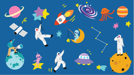 ポップで可愛い宇宙のイラストセット © Sami