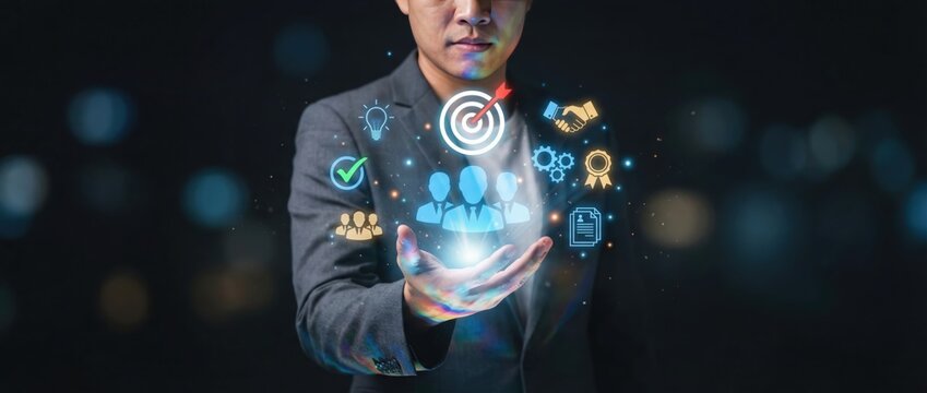 Innovative business strategies for growth in the digital era urban environment visual content nighttime setting focus on technology and engagement