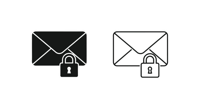 secure email icons with locked envelopes Vector