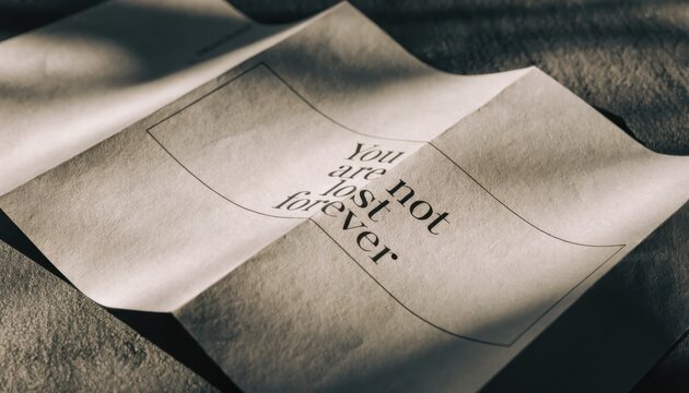 Folded paper with lost forever text