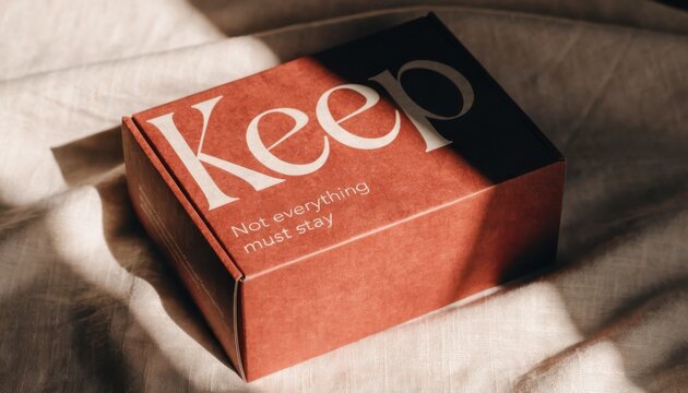 Keep box with text on soft surface