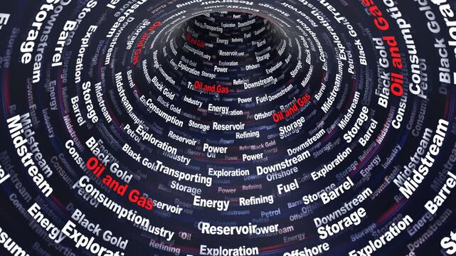 OIL AND GAS Keywords Animation on Tunnel Walls, Background, Loop
