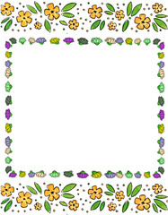 Obraz premium An illustration of flower borders and a floral frame on a white background.