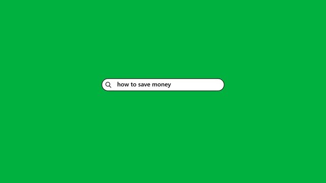Search Bar Animation on How to Save Money with Green Background