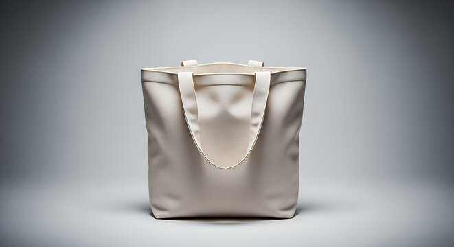 Empty off-white tote bag against a neutral backdrop tote bag mockup mockup fabric bag tote blank canvas cloth design eco fashion cotton shopping empty background