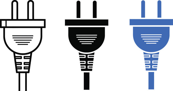 Three electrical plugs european british and american standards