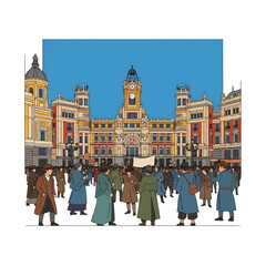 Obraz premium People gather at Puerta del Sol during Madrid Community Day celebration