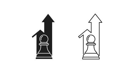 Naklejka premium black and white chess pawns with upward arrows Vector