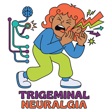 Medical Health Disease Symptoms Character experiencing severe trigeminal neuralgia pain, a healthcare challenge requiring attention
