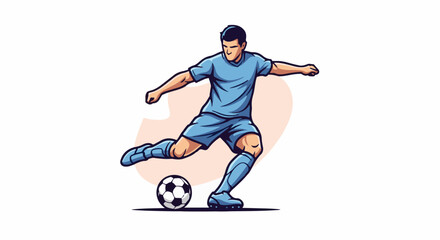 Obraz premium Dynamic illustration of a soccer player in action, kicking a ball