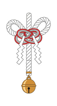 Japanese Shinto Suzu Bell and Shimenawa Rope Ornament