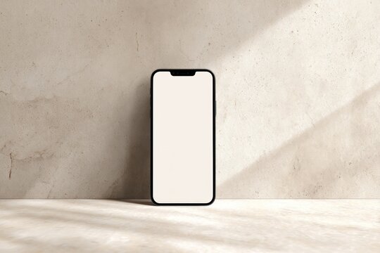 Minimal smartphone on textured surface.