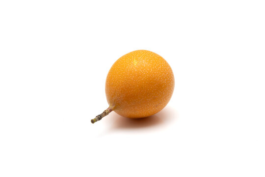 Single Whole Sweet Granadilla Fruit Isolated on White