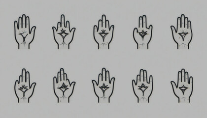 Fototapeta premium Hand Signs and Finger Gesture Line Drawing Collection