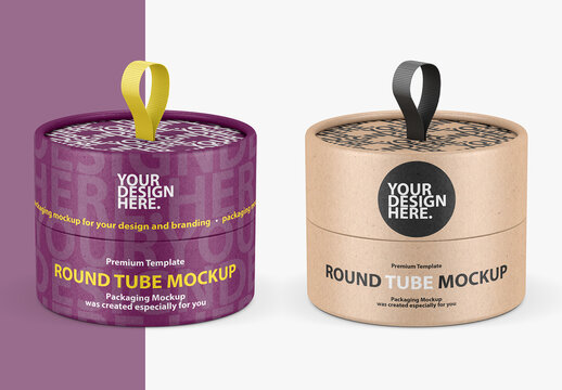 Short Round Paper Tube Mockup