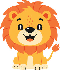 Fototapeta premium Cute Lion Cartoon Character, Kawaii Safari Animal Vector Illustration 