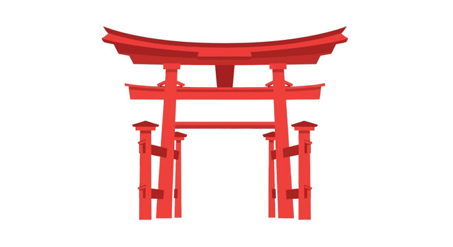 Red Torii Gate Symbol of Traditional Japanese Shinto Shrine Architecture