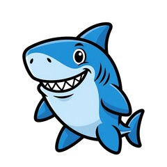 Fototapeta premium Smiling cartoon shark character.
