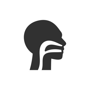 Human respiratory system icon. Breathing and airway anatomy. Monochrome black and white symbol