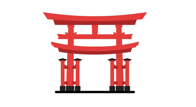 Red Torii Gate Illustration Japanese Shinto Shrine Symbol