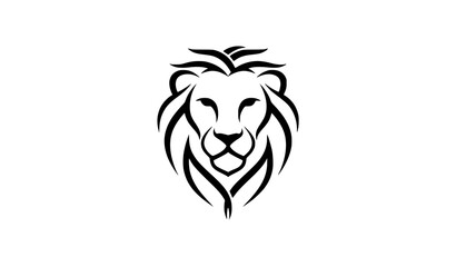 Abstract lion head outline logo with curved line mane modern vector emblem © MD