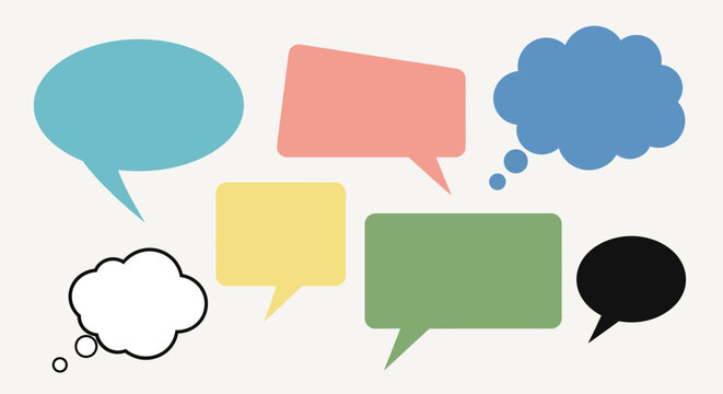 Colorful Speech and Thought Bubbles Collection for Communication and Dialogue Concepts