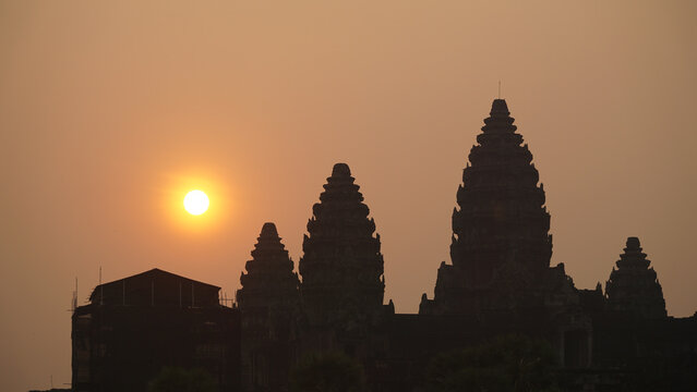 Siem Reap and Ankor Wat Temple Impressions during sunset time in Cambodia.