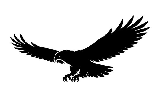 Silhouette of a majestic eagle in flight with outstretched wings