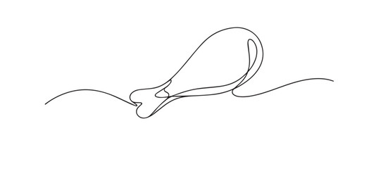 Obraz premium single line chicken drumstick.continuous line drawing of chicken thigh and drumstick.meat ingredient concept.one line vector illustration.