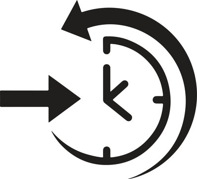 Time efficiency icon representing fast response and quick turnaround with clock and arrow symbols for speed