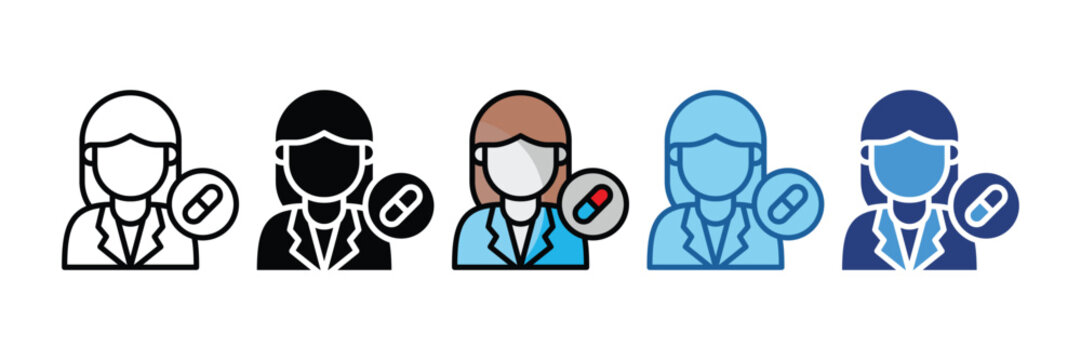 Pharmacist  Icon Set Multiple Style Collection