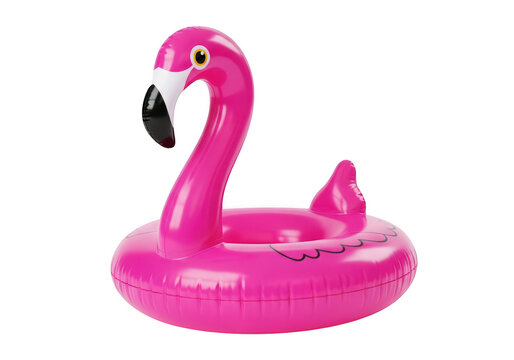 Inflatable pink flamingo floatie for swimming and pool relaxation