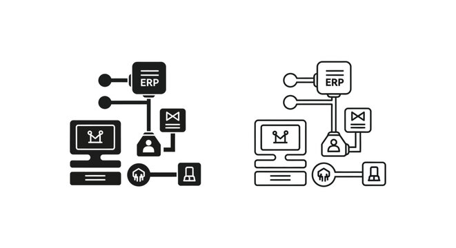 erp system integration with various business applications and services Vector