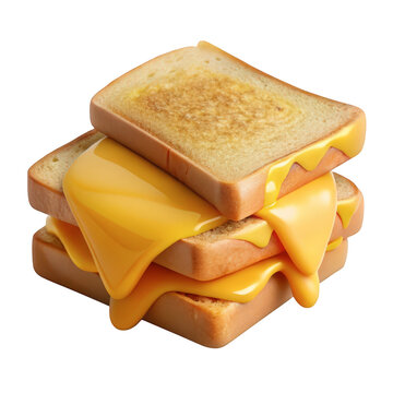 Triple decker grilled cheese sandwich with melting yellow cheddar cheese 3d art.