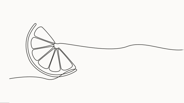 Self drawing simple animation of single continuous one line drawing of citrus fruit Lemon. Full length animation, Fresh lemon, Full length one line animation, Juicy slice of lemon animation.