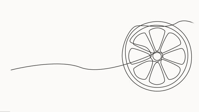 Self drawing simple animation of single continuous one line drawing of citrus fruit Lemon. Full length animation, Fresh lemon, Full length one line animation, Juicy slice of lemon animation.