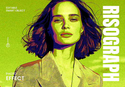 Risograph Printing Halftone Effect Mockup