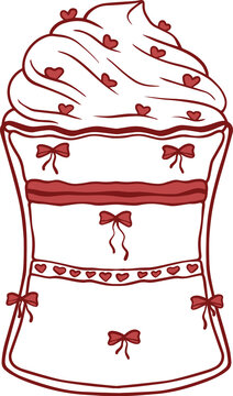 Cute red dessert with hearts and bows