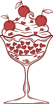 Dessert in fancy glass with cherries