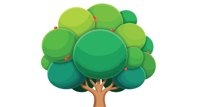 Cartoon Style Green Tree Vector Illustration isolated PNG with Transparent Background