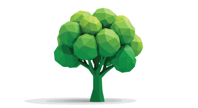 Green Low Poly Tree Vector Illustration isolated PNG with Transparent Background