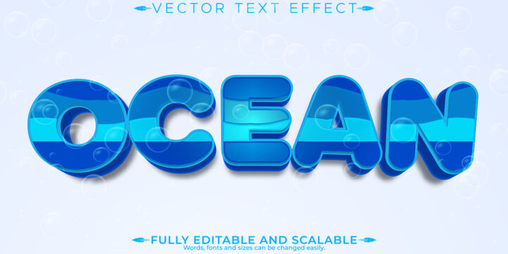 Water editable text effect, editable aqua and blue text style