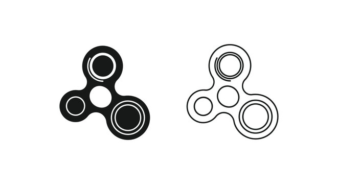 Two fidget spinners in black and white Vector