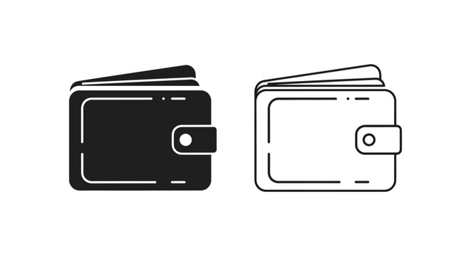 a black and white wallet with a snap closure Vector