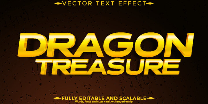 Dragon editable text effect, editable gold and fantasy text style