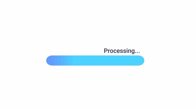 Animated processing progress bar with blue gradient and transparent background, representing system activity. Perfect for UI overlays, apps, and digital interfaces.
