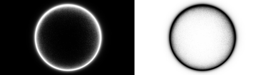 Glowing Light Sphere with Negative Inversion Effect. Intricate black mesh Particle Halo Circle Background Isolated PNG Overlay for Cinematic Visual Effects  © Mariia