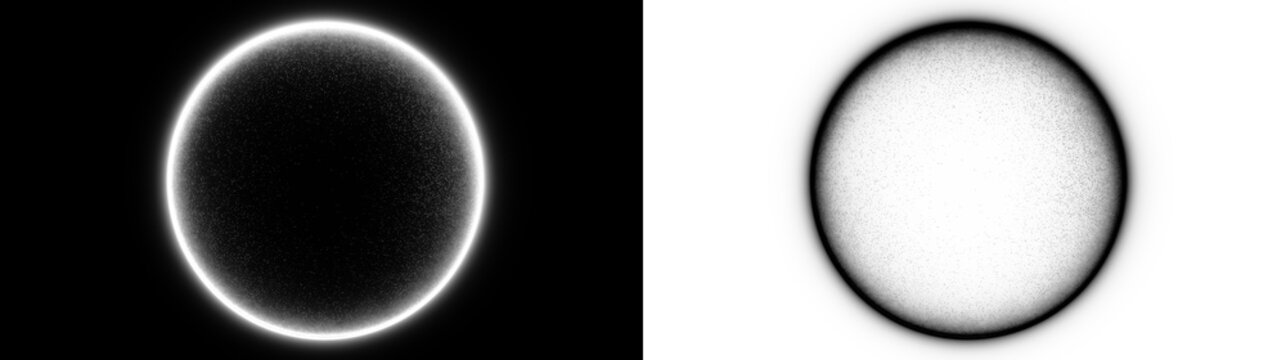 Glowing Light Sphere with Negative Inversion Effect. Intricate black mesh Particle Halo Circle Background Isolated PNG Overlay for Cinematic Visual Effects 