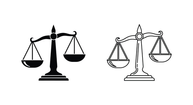 a black and white scales of justice icon set Vector