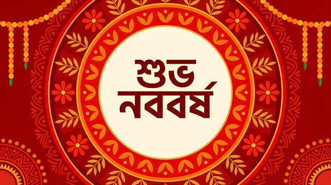 Beautiful bengali new year greeting celebrating pohela boishakh